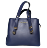 Small Dark Blue Handbag made of PU leather with adjustable strap, zip closure, spacious compartments, and a stylish compact design.