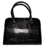 Elegant Ladies Black Leather Handbag with Silver Accents, Spacious Interior, and Durable Double Handles for Everyday Use